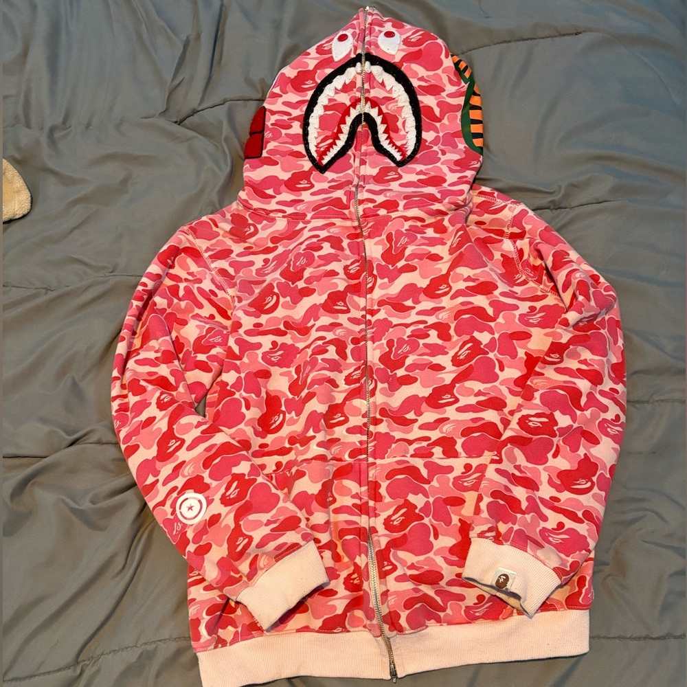 pink bape hoodie